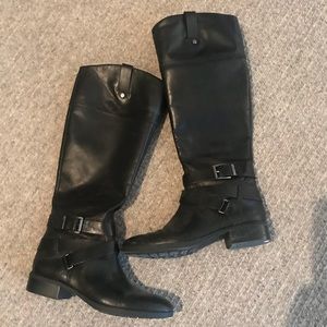 Vince Camuto black leather boots! Worn once!!